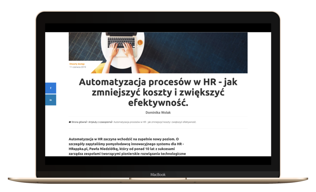 HRappka w artykule o automatyzacji (HR Business Partner)
