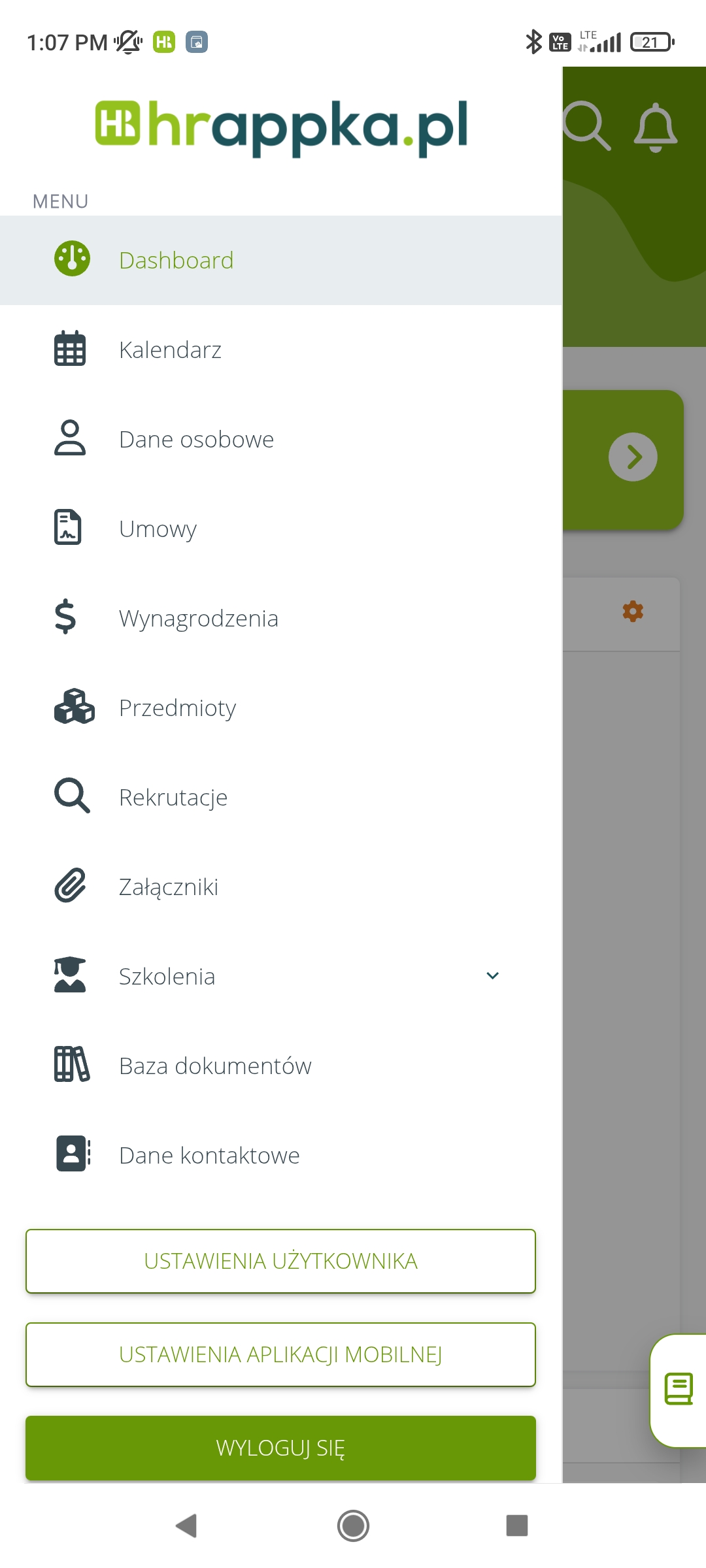 aplikacja mobilna: portal pracownika w systemie HRappka