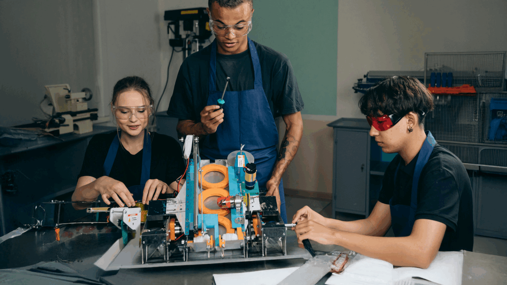 Studenci pracujący na praltykach