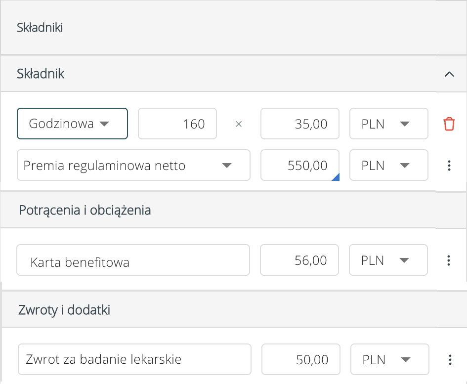 Ustawienia składników wynagrodzenia pracownika w systemie HRappka