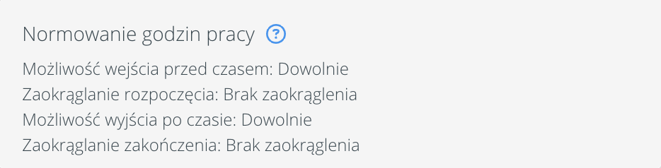 Konfiguracja - normowanie czasu pracy