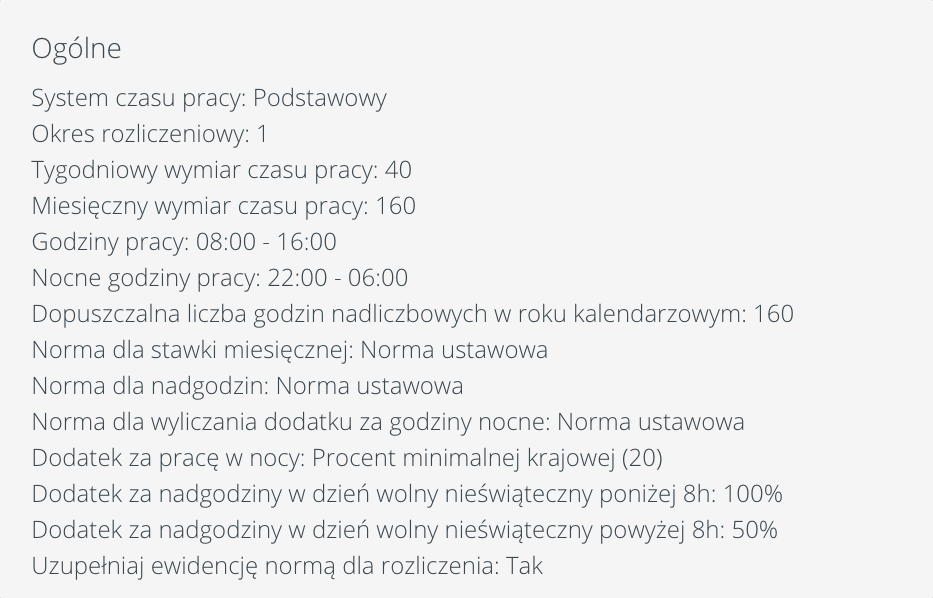 Konfiguracja -ewidencja czasu pracy