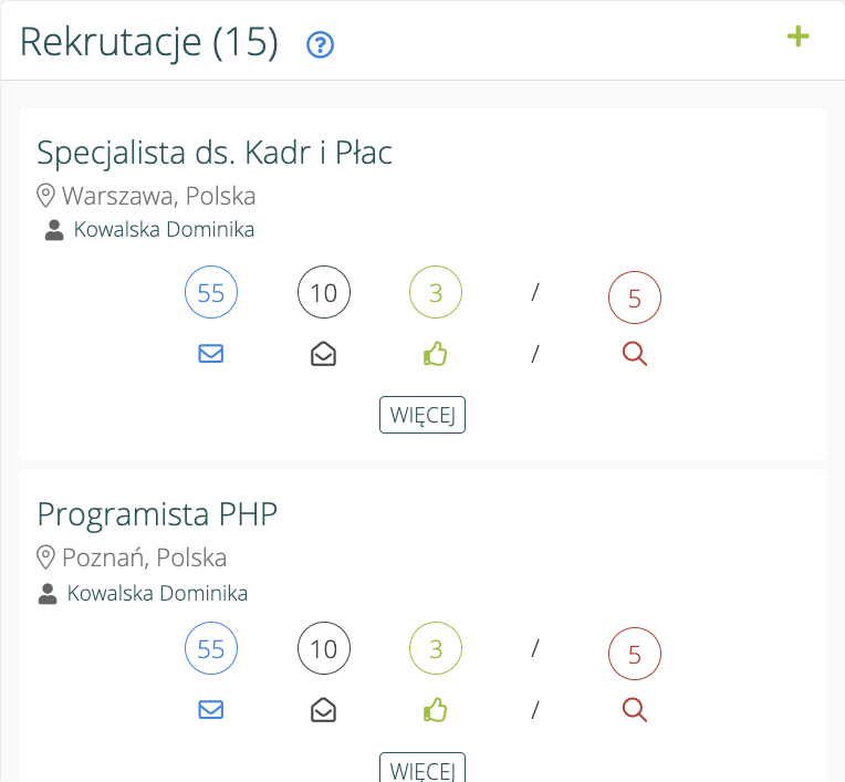 Panel rekrutacji w systemie HRappka.pl