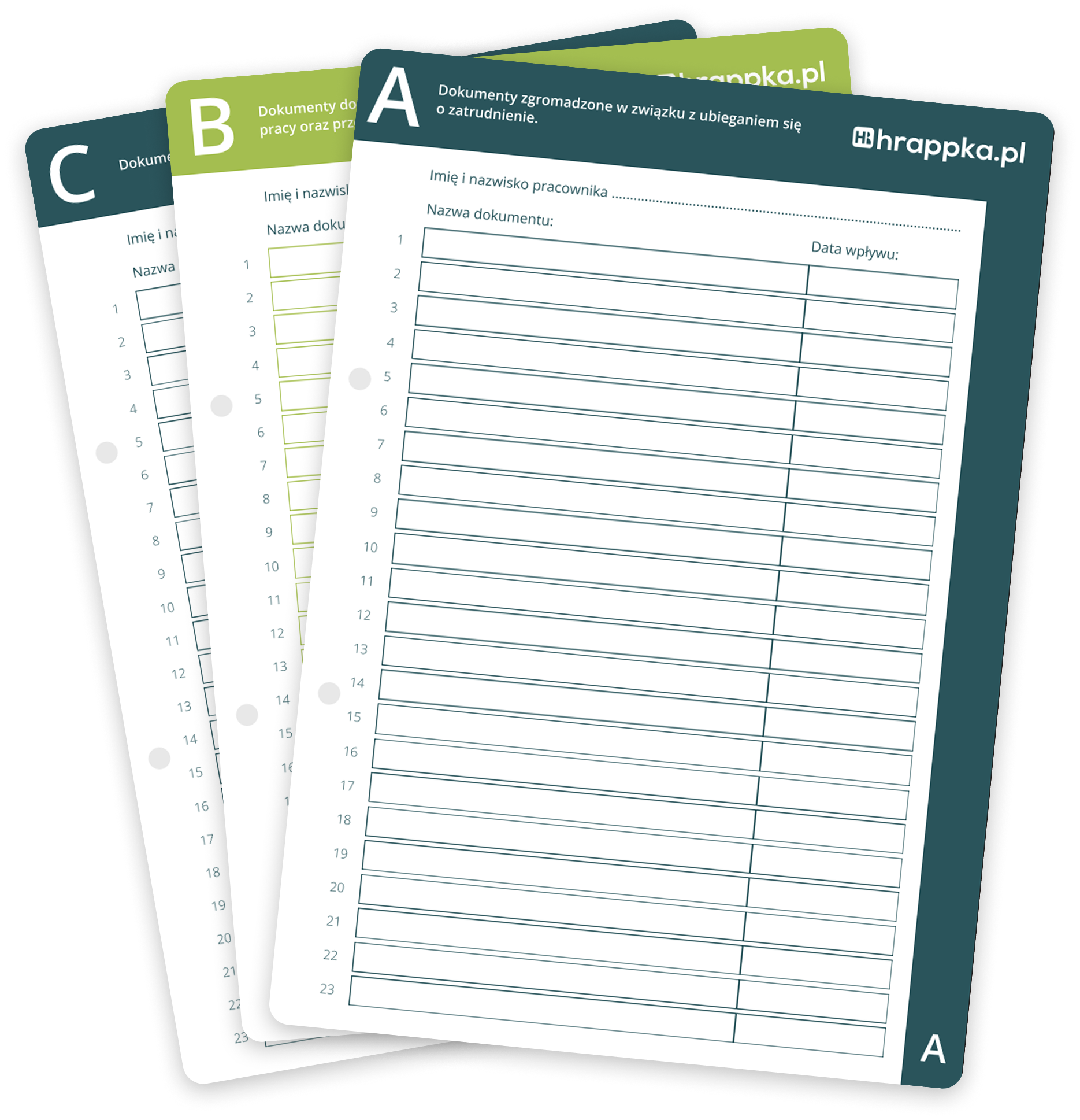 Przekładki do akt osobowych do pobrania