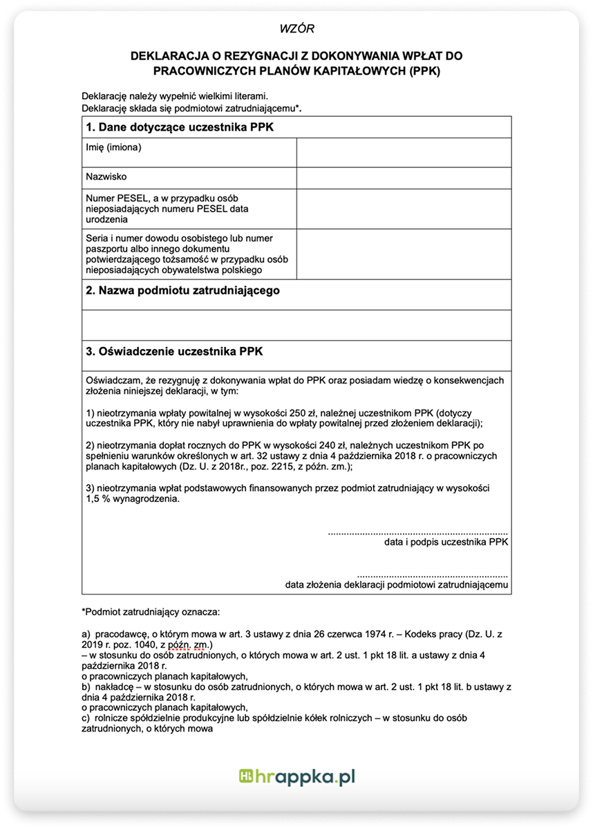 rezygnacja z PPK
