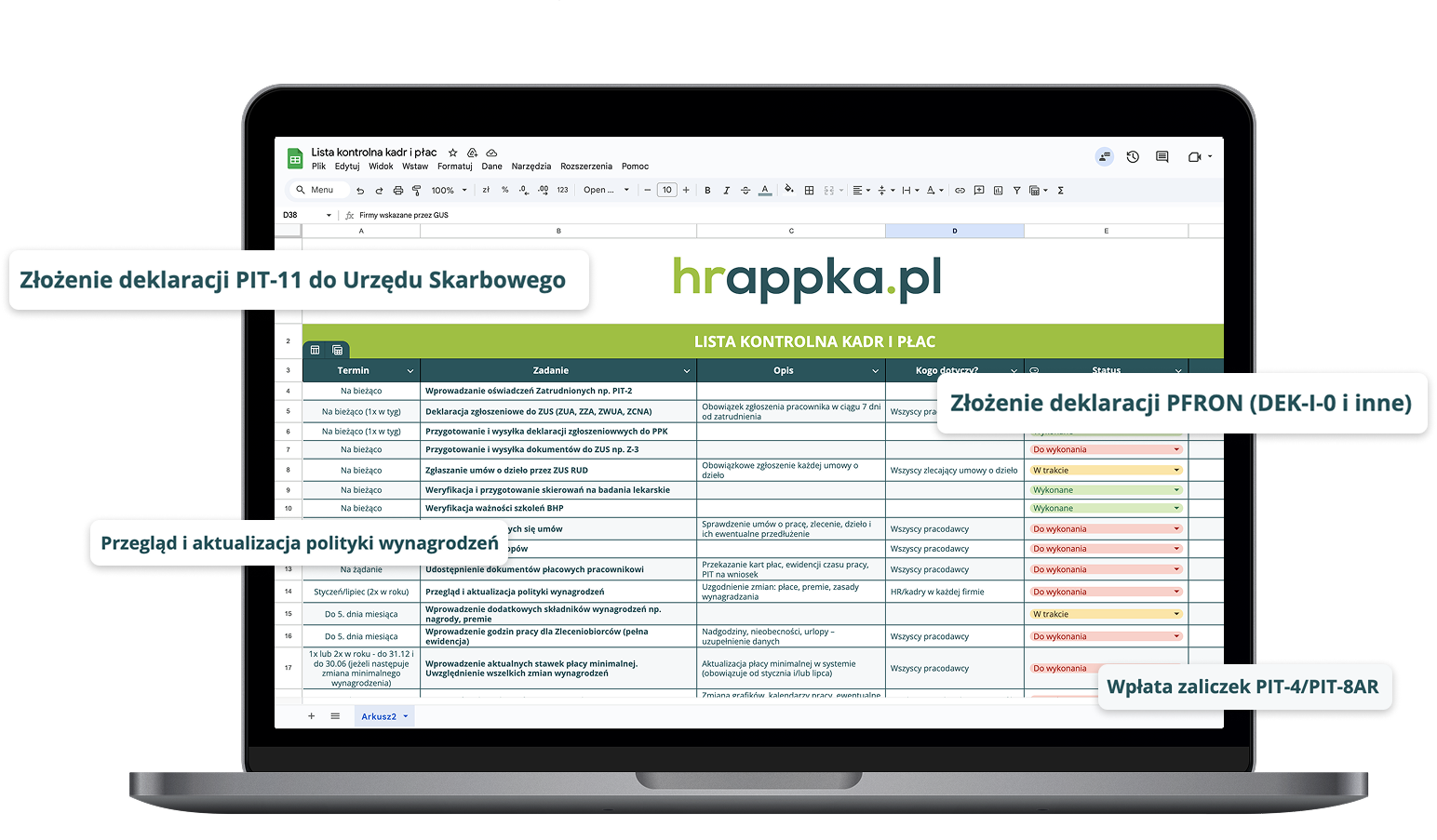 Lista kontrolna dla działu kadr i płac
