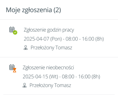 Zgłoszenia pracownika - lista wniosków pracowniczych w systemie HRappka