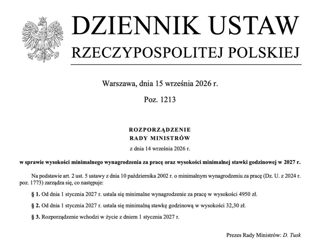 minimalna krajowa 2027 - rozporządzenie